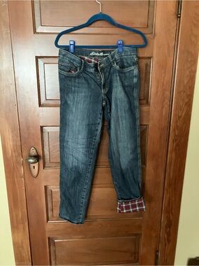 Eddie Bauer Lined Jeans with Plaid Cuff